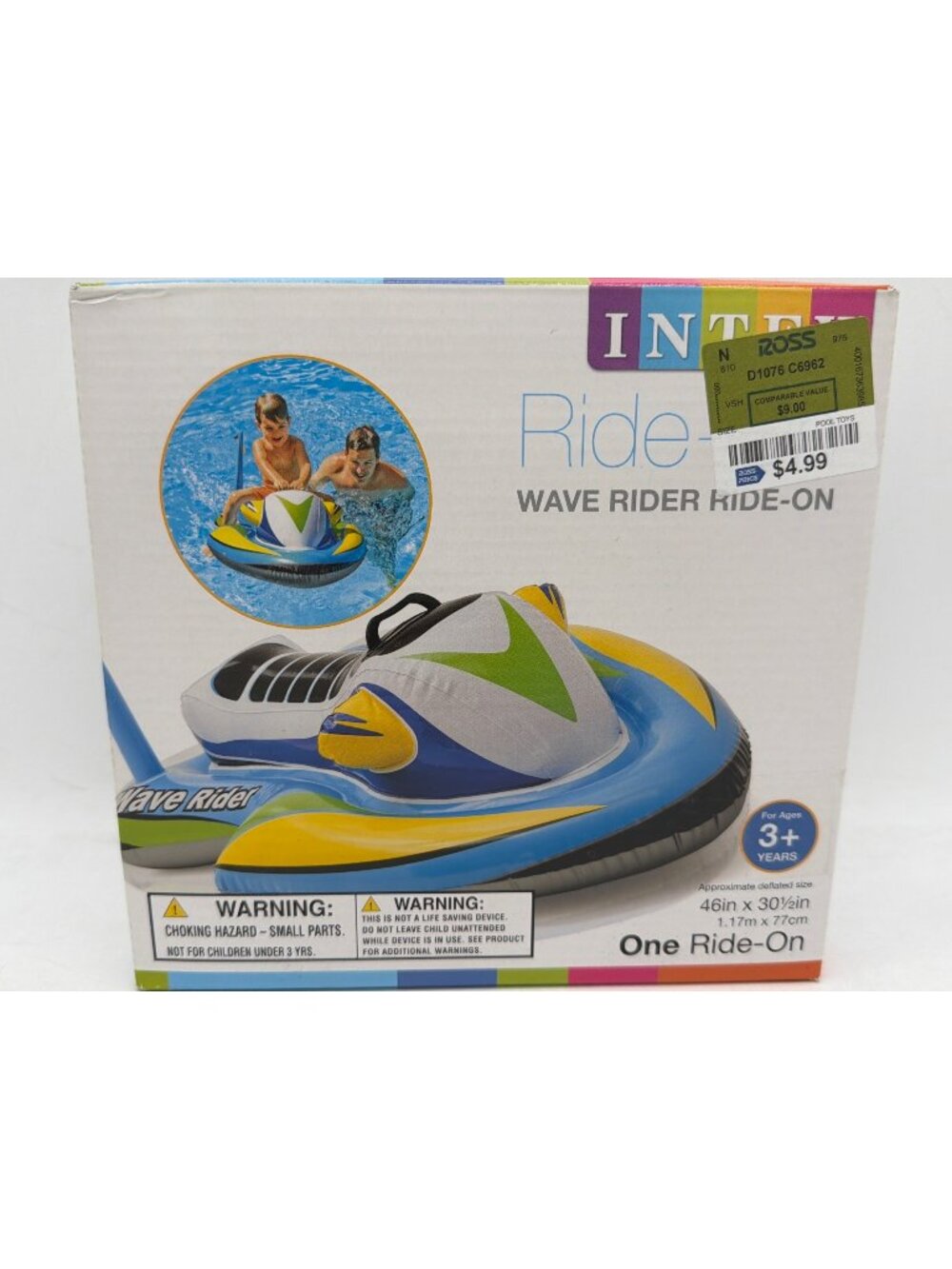 Intex Wave Rider Inflatable Ride-On Pool Toy For Ages 3+ 46" x 30.5" Durable & F - Picture 1 of 3